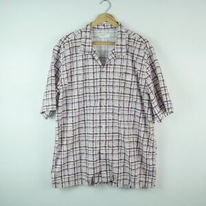Universal Works Mens XXXLCamp Shirt Purple Brown Plaid Cotton Portugal Resort